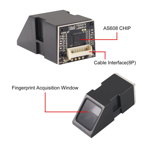 AS608 Optical Fingerprint Sensor Module for Arduino and Door Lock, Fast Recognition, Secure Access Control 1