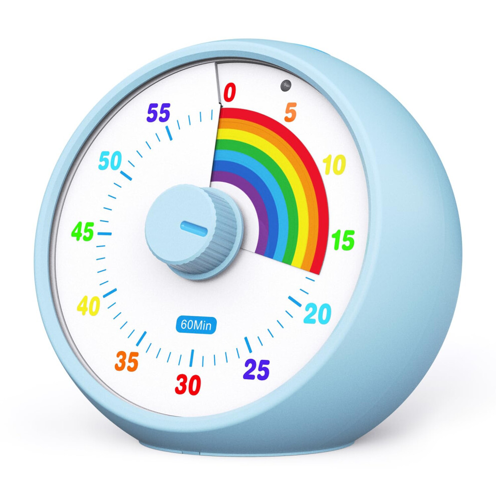 Blue Visual Timer For Kids, 60Minute Rainbow Countdown With Silent Operation For Classroom And Study,