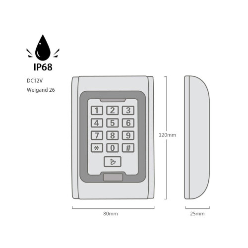 RFID Access Control System IP68 Waterproof Metal Keypad Reader 2000 User Capacity Standalone 1