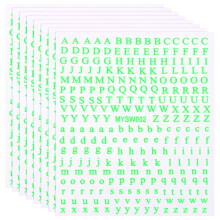 Fluorescent Green Letter Nail Stickers 8 Sheets 3D Metallic Alphabet Decals Easy Peel Manicure Art