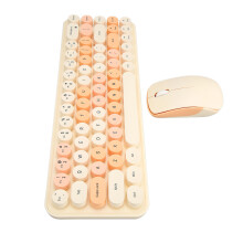 Wireless 68-Key Retro Gaming Keyboard & Mouse Set, 2.4G, ABS, Mixed Color