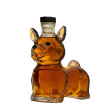 (1pc Color Random) Handgefertigte Whiskyflasche aus Borosilikatglas in Hundeform mit schwarzem Verschluss |Lebensechte Funktionen