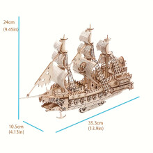 (A Set) Anspruchsvolles 3D-Puzzle für Erwachsene und Familien – 3D-Piratenschiff-Bausteinset für Erwachsene – Flying Dutchman Gothic-Segel