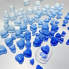 90Pcs 3D Heart Nail Charms with Rhinestones Color Changing Blue Resin Decorations for Acrylic and Gel Nails