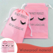 100Pcs Lash Aftercare Bags Eyelash Packaging Plastic Makeup Bag Portable Toiletry Pouch for Women with Black Drawstring