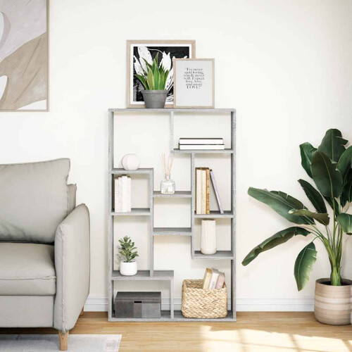 VidaXL vidaXL Bookcase Bookshelf Rack Storage Cabinet Grey Sonoma Engineered Wood 1