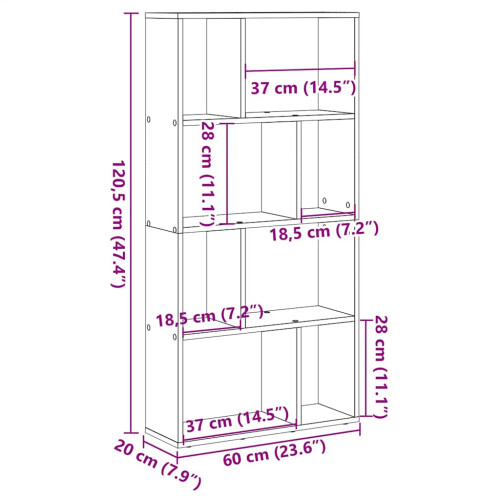 VidaXL vidaXL Bookcase Bookshelf Rack Storage Cabinet Concrete Grey Engineered Wood 2