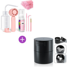 Eyelash Extension Cleaning Kit with Gentle Lash Shampoo Brush Set and Leakproof Glue Storage