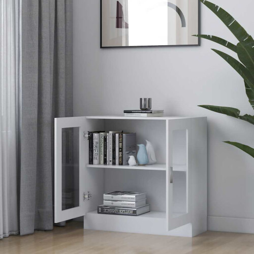 VidaXL vidaXL Vitrine Cabinet White Engineered Wood Book Storage Bookcase Sideboard 1
