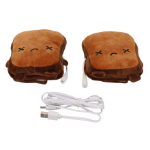 USB Heated Gloves for Women Kids – Warm Cartoon Bread Fingerless Gloves