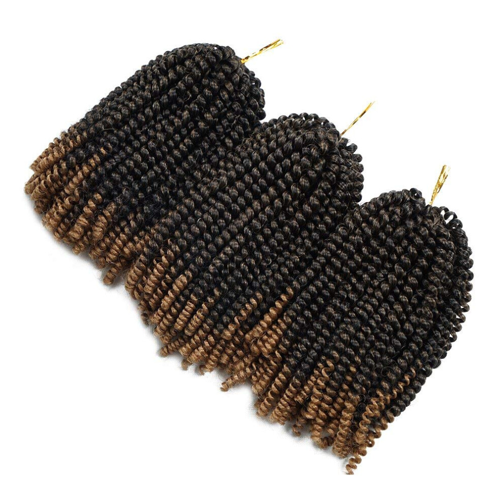 Unisex Spring Twist Crochet Hair 8 Inch T1b/27 Ombre Synthetic Braiding Extensions Lightweight Tangle