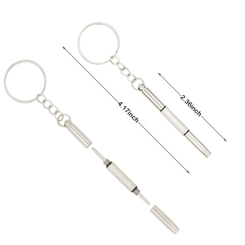 Mini Keychain Screwdriver Set for Eyeglass , Dual Tip Phillips and Flathead with Secure Bolt Holder, 6 Pack 2
