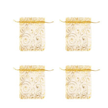 400Pcs Champagne Eyelash Organza Drawstring Pouches Jewelry Party Wedding Favor Gift Bags 3.5 Inch X4.3 Inch