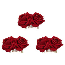 3X Rose Flower Hair Clip Slide Flamenco Dancer Pin Flower Brooch Lady Hair Styling Clip Hair Accessories