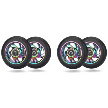 4 Stücke 100mm Scooter ErsatzräDer mit Lager Stunt Scooter Pu RäDer für Schaukelautos, Extreme Autos, Roller