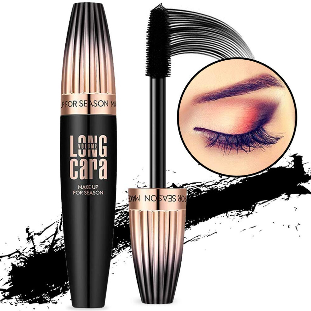 Black 4D Silk Fiber Lash Mascara Waterproof Long Lasting Volumizing Smudge Proof