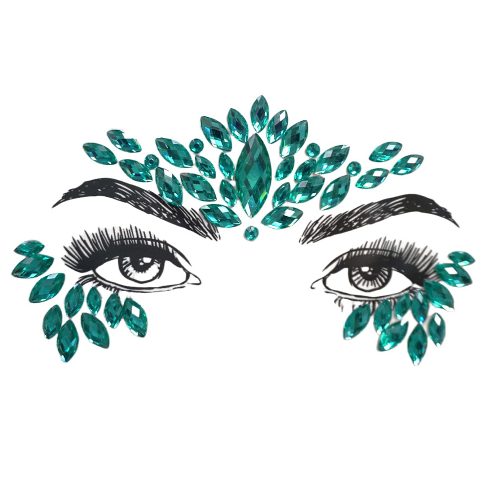 Festival Face Gems Mermaid Aquamarine Face Jewels SkinSafe Crystal Stickers for Makeup and Raves