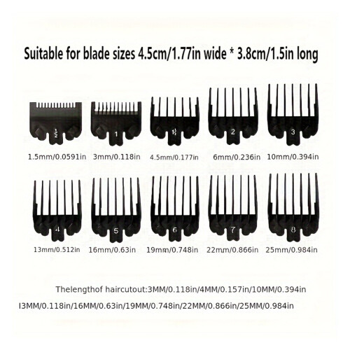 10pcs Universal Hair Clipper Guards Set for Precise Length Control Barber Guide Comb Kit Black 2