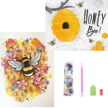 2 Pcs Diamond Painting Kits for Adults, Beehive Honeycomb 5D Crystal Rhinestone Full Round Drill Set, 12x16 Inches NatureInspired Wall Art