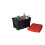 Keter Keter Tuff Box 3x 140L Storage Boxes with Lid, Durable, Water Resistant, Large Capacity, Stackable, Black/Red 3