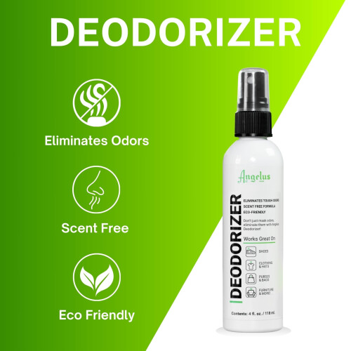 Angelus Deodorizer, 4 oz Liquid, Textile Deodorizer, Clear, 1.0 count, Scent-free, Safe for most materials 1