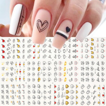 12 Sheets Valentine's Day Heart Nail Art Stickers Decals for Acrylic Nails Women Girls
