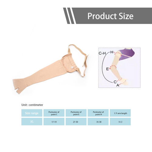 Compression Arm Sleeve with Adjustable Shoulder Strap XLarge, Lymphedema Relief Post Mastectomy Support 1