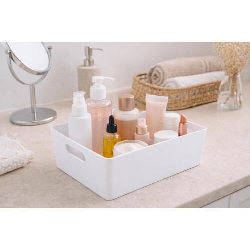 Muddy Hands Pack of 2 Small Deep Plastic Storage Baskets with Handles ? Rectangular Storage Boxes, Heavy Duty Organiser for Kitchen, Bathroom, Bedroom 2