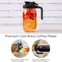 2er-Set 32 Oz Einmachglas-Ausgießerdeckel - Glaskrug mit Deckel, Muttermilchkrug, Verschluss für Saft, Milch, Kaffee, Tee, Getränke