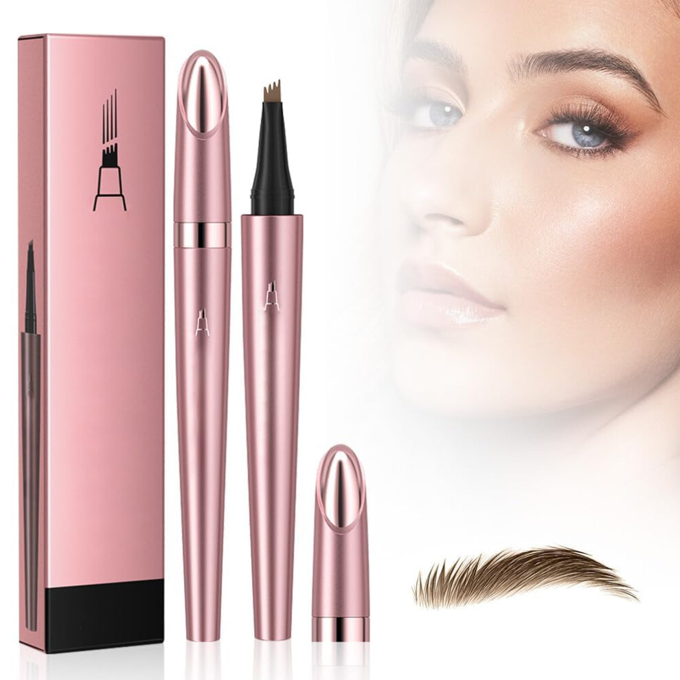 Brown Waterproof 4Tip Microblading Eyebrow Pencil With Brow Gel Dark Longlasting