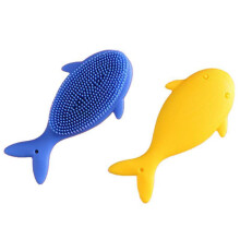 2 Pcs Silicone Bath Brush Baby Scrubber, Food Grade, Gentle Deep Cleansing, Cute Green Design