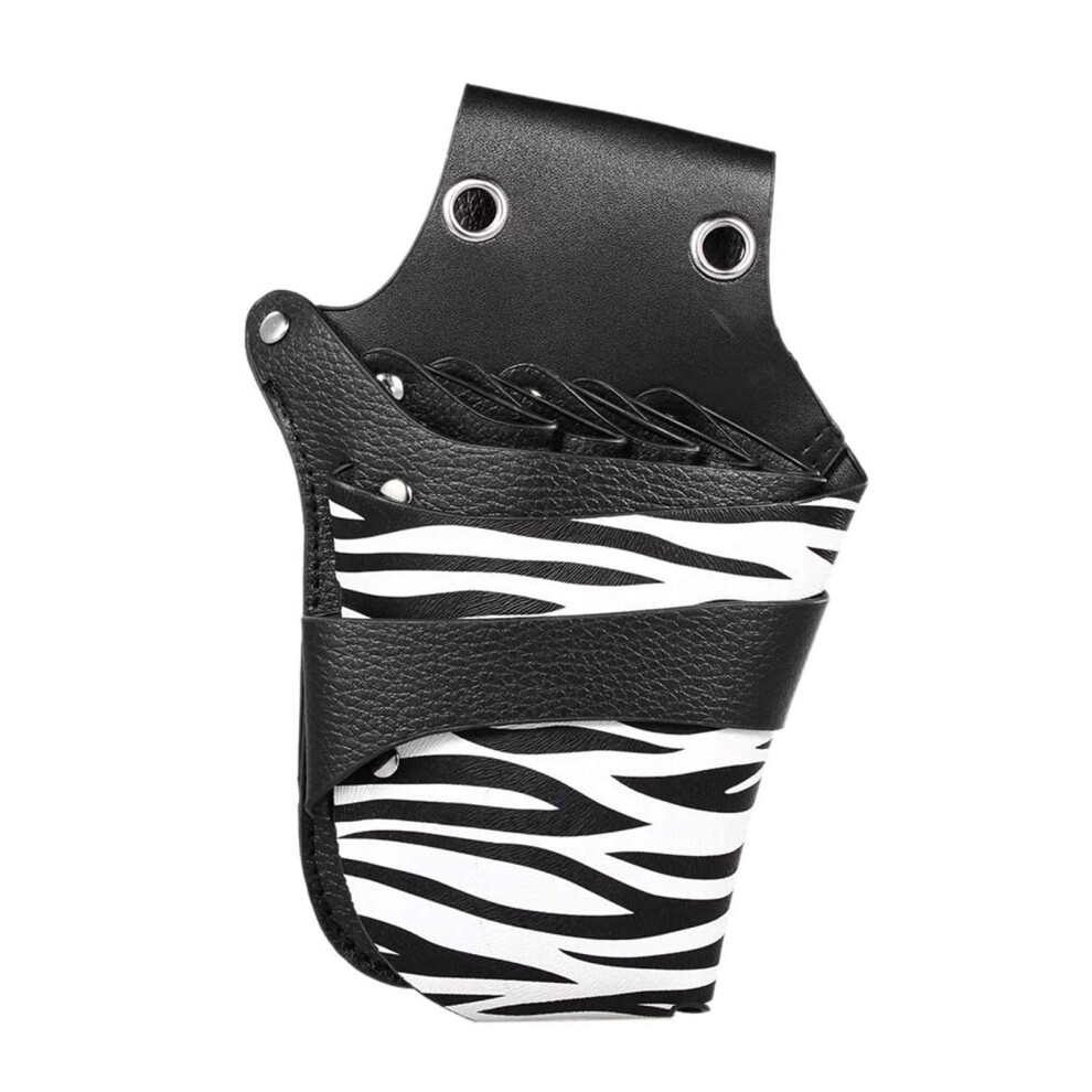 Hairdressing Scissor Holster PU Leather Barber Tool Pouch with Multiple Compartments for Shears
