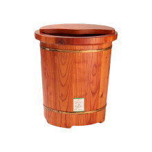 Wooden Foot Bath Spa Tub with Lid, HeatTreated Solid Wood, Gentle Massage Nodes, 45cm Height