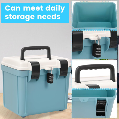 KTCINA Lockable Storage Box, Small Combination Safe Box with Combination Lock and Handle Medication Lockable Container Portable Locked Storage 2