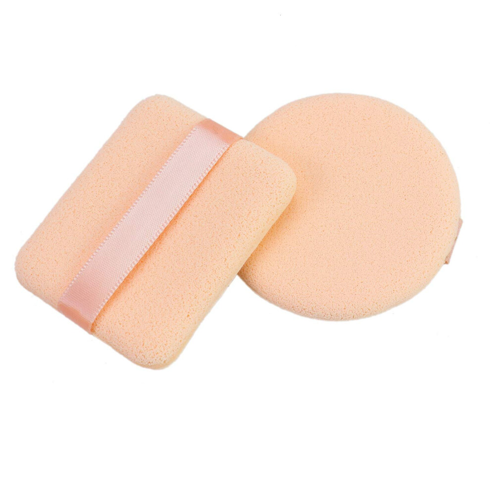 Monrocco 4pcs Face Powder Puff Set with Ribbon Handle, Round and Rectangle for Loose Powder
