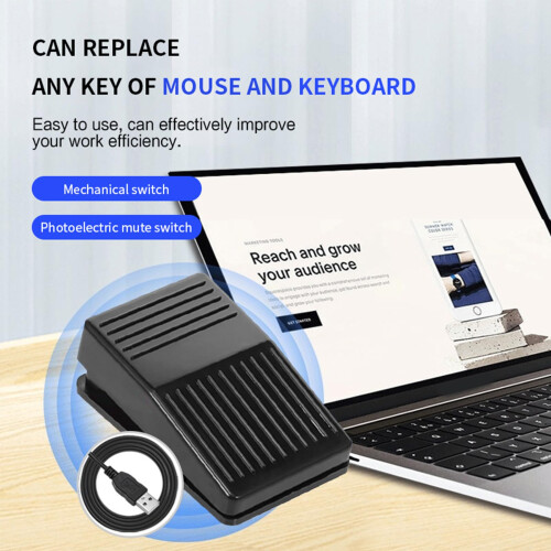 USB Foot Switch Keyboard Pedal for PC, Hands Shortcut Control,  Key Mapping, Durable Build 1