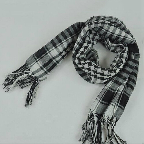 3X Unisex Scarf Polyester  Plaid Tassel Arab Desert Shemagh,Black 2