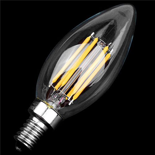 4X Dimmable E12 6W COB Edison Candle Flame Filament LED Light Bulb Lamp 10x3.5cm 2