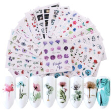 Nail Art Stickers 24Sheet Water Transfer Floral Butterfly Decals for Women DIY Manicure