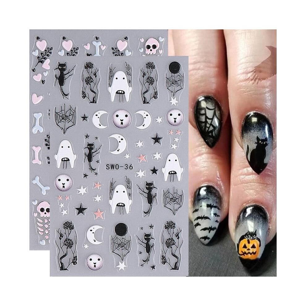 Halloween Nail Art Stickers 3D SelfAdhesive Gothic Skull Ghost Rhinestone Decals for Manicure