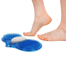 Foot Scrubber for Shower with Suction Cups, Pumice Foot Brush and Massager for Bathroom, Blue
