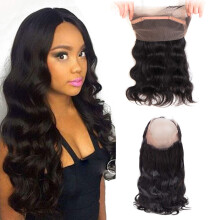 8A Brazilian Body Wave Hair Bundles with 20 Inch 360 Closure for Natural Hairline and Styling