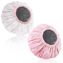 Pink 2 Pcs Waterproof Double Layer Heat Steamer Caps for Deep Conditioning Long Thick Hair