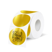 Thermal Label Stickers 1.5 Inch Brushed Gold Round, Water Oil Resistant, Strong Adhesive, 300PCS