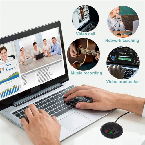 2X Conference USB Microphone,Omnidirectional Condenser PC Microphone with Mute Button LED Indicator,Plug & ,for Game 1