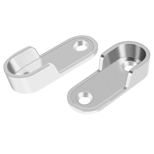 Oval Wardrobe Hanging Rail Rod End Bracket Support Silver Tone Pair 2