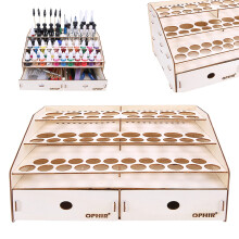 Paint Organizer with Dual Drawer Storage, Wooden Tabletop Rack for Miniatures and Hobby Paint