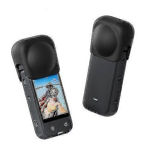Lens Cap Protector Case Silicone Cover For Insta360 X3 Panoramic Camera Black 2