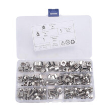 50 sets M6 vierkante gaten bevestigingsmoeren en montageschroeven met ringen voor serverracks en -kasten (M6 x 20 mm) (schroef + ring + kooimoer)