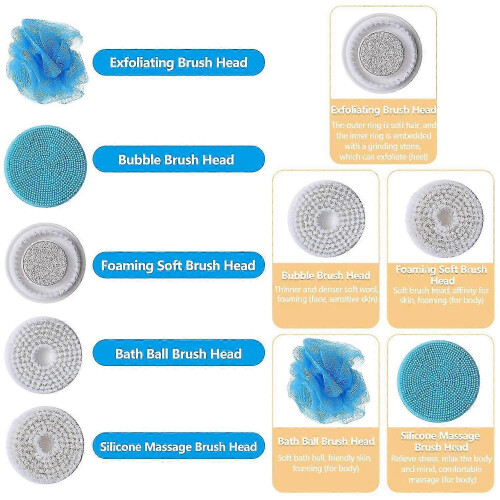 Rechargeable Electric Back Scrubber with Long Handle, Rotating Brush (Blue) 1